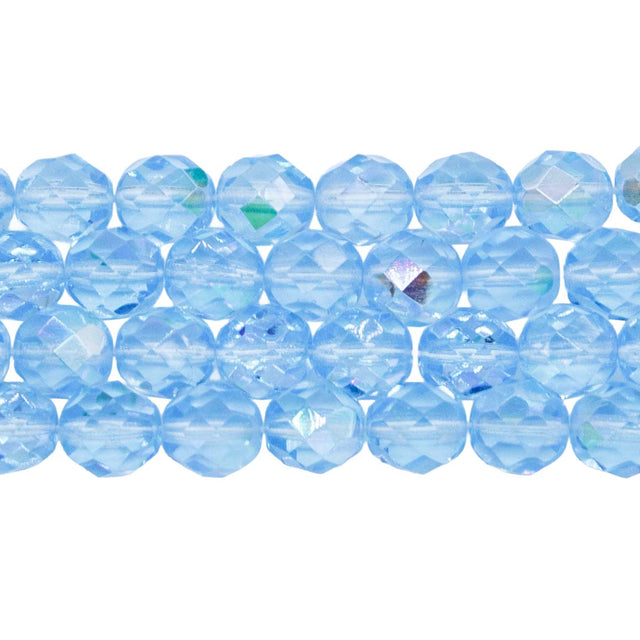 8FC562: CZ FACET RD LT Aqua AB 8mm-150PC