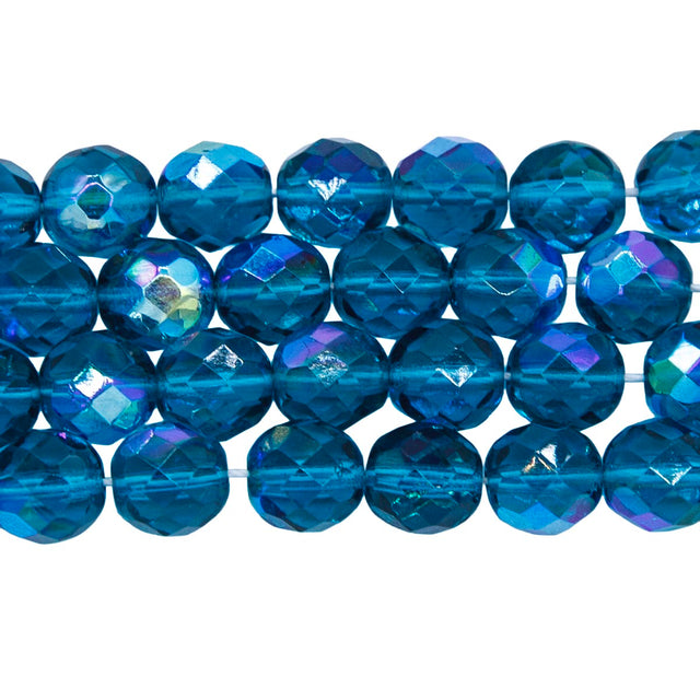 8FC566R: CZ FACET RD DK MED Aqua AB 8mm 25PC
