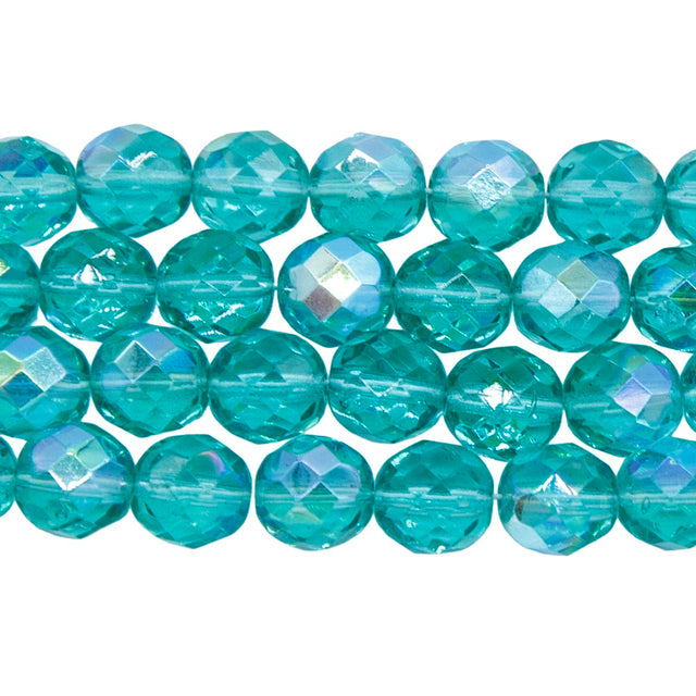 8FC585-TR: CZ FACET RD Aquamarine AB 8mm-25PC