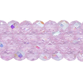 8FC592-2R: CZ FACET RD True Pink AB 8mm-25PC