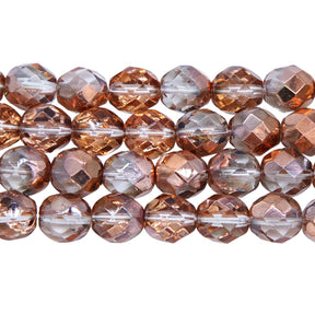 8FC854: CZ Faceted Round Golden Copper 8mm - 150PC