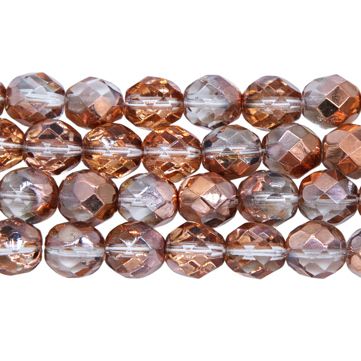 8FC854R: CZ Faceted Round Golden Copper 8mm - 25 Pieces
