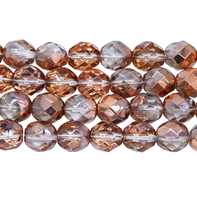 8FC854R: CZ Faceted Round Golden Copper 8mm - 25 Pieces