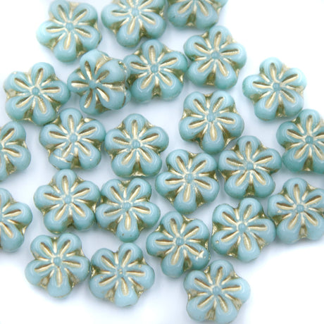 8FL160-G: CZ Flower Blue with Gold Luster 8mm 25 Pieces