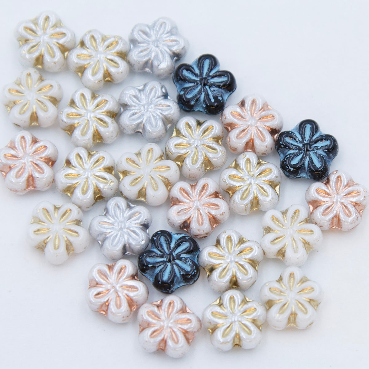8FL525-1: CZ Flower Mix 8mm 25 Pieces