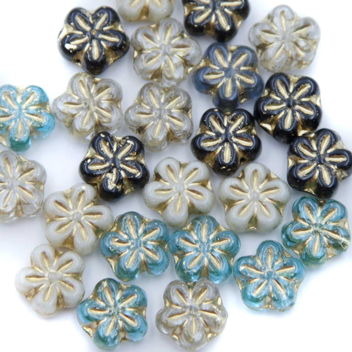 8FL525-2: CZ Flower Mix 8mm 25 Pieces