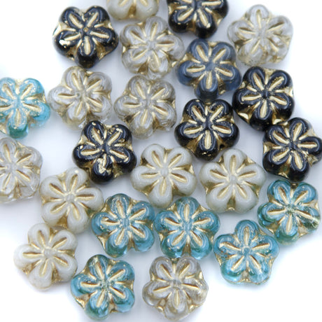 8FL525-2: CZ Flower Mix 8mm 25 Pieces