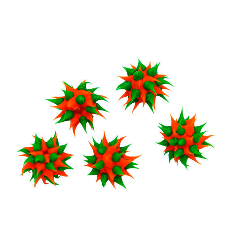 8MS134-82: Rubber Bead Round Orange With Green 8mm - 5PPK