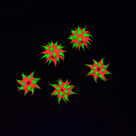 8MS134-82: Rubber Bead Round Orange With Green 8mm - 5PPK