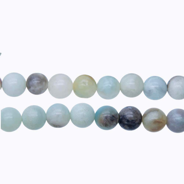 8ST436-G: Black Gold Amazonite Round 8mm 15" String