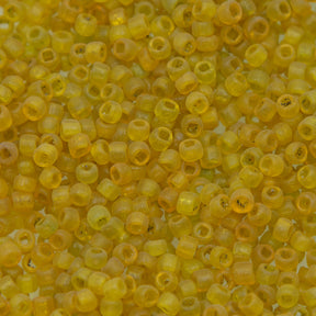 8SV100-36: Vintage Venetian Seed Bead Sq-H Tr Dark Yellow 8/0