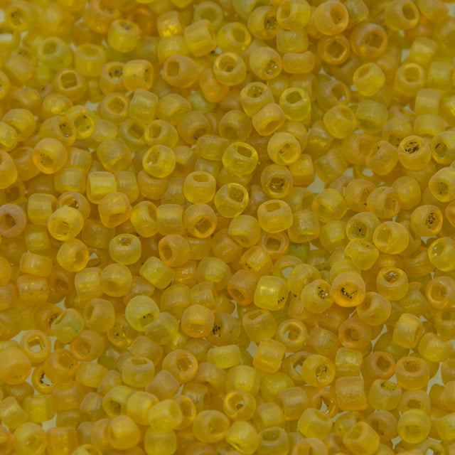 8SV100-36: Vintage Venetian Seed Bead Sq-H Tr Dark Yellow 8/0
