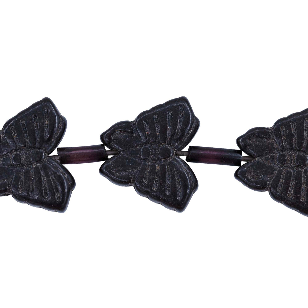 90ST612-BK: Magnesite Butterfly Beads Black 13x15mm 15.5"