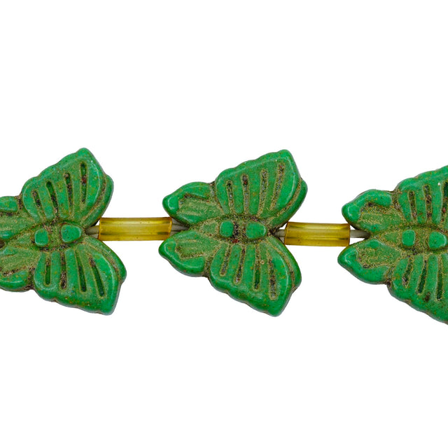 90ST612-G: Magnesite Butterfly Beads Green 13x15mm 15.5"