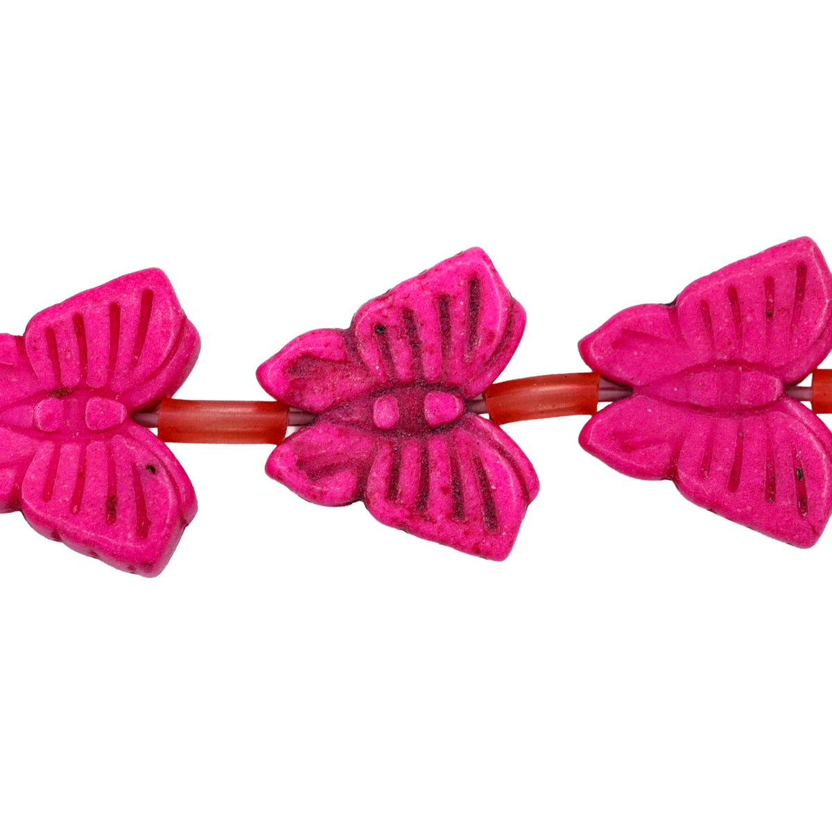 90ST612-P: Magnesite Butterfly Beads Pink 13x15mm 15.5"