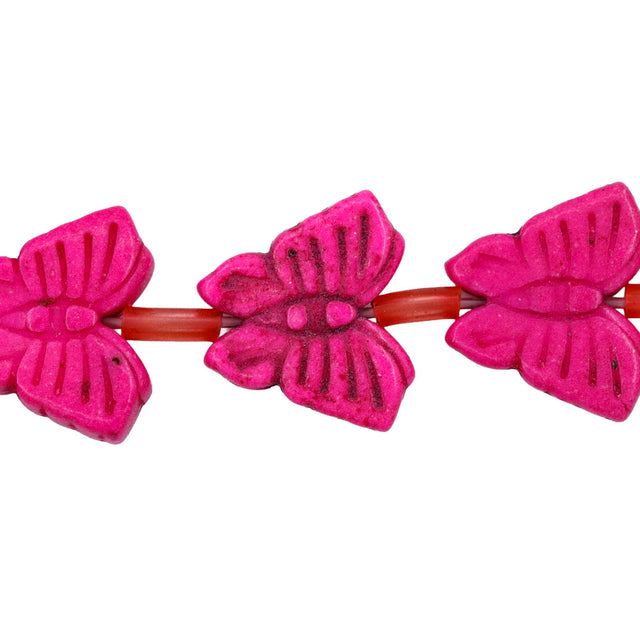 90ST612-P: Magnesite Butterfly Beads Pink 13x15mm 15.5"