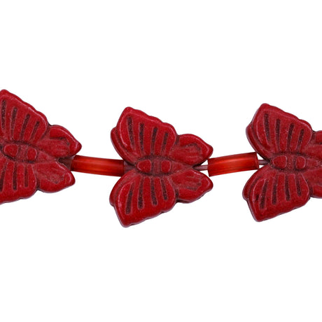 90ST612-R: Magnesite Butterfly Beads Red 13x15mm 15.5"