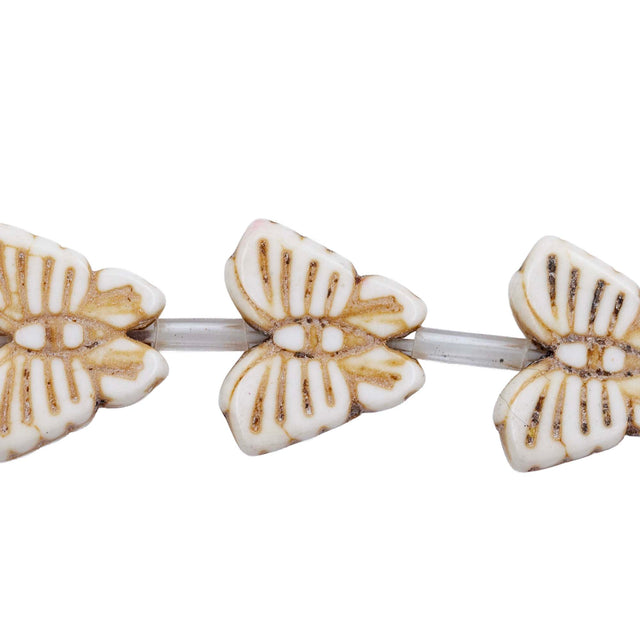 90ST612-W: Magnesite Butterfly Beads White 13x15mm 15.5"