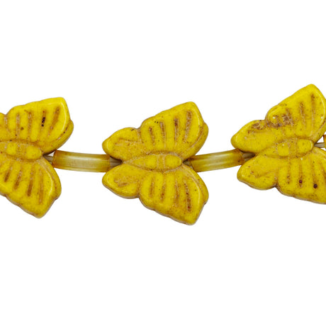 90ST612-Y: Magnesite Butterfly Beads Yellow 13x15mm 15.5"