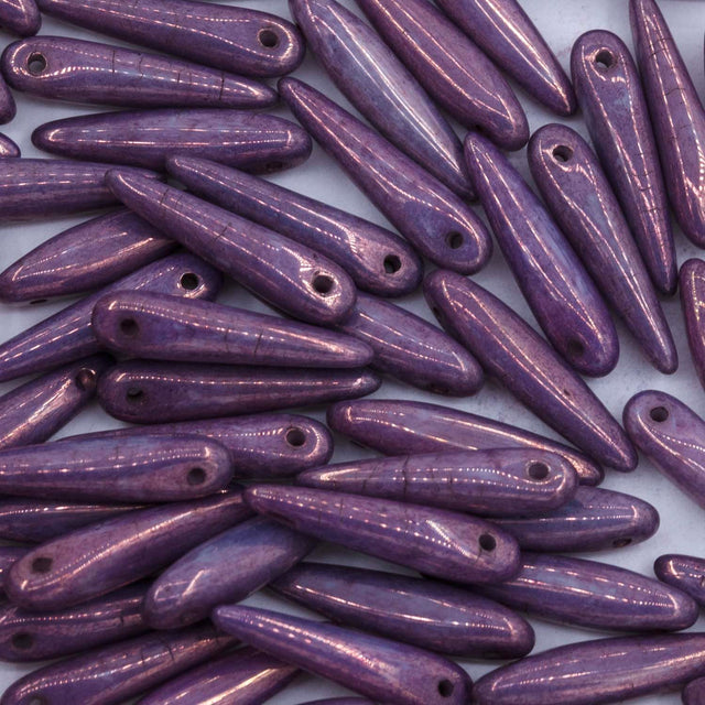 91DP112-98: Preciosa Ornela 5x16mm Purple Picasso Thorn Beads