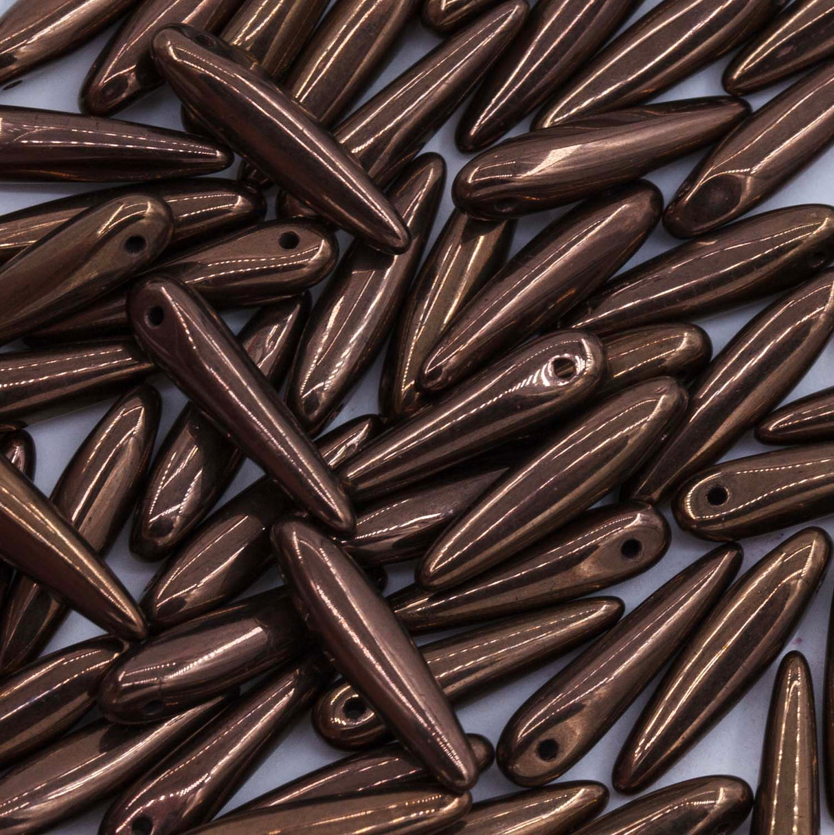91DP556-C: Preciosa Ornela 5x16mm Jet Black Opaque Bronze Thorn Beads