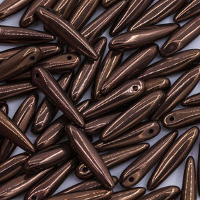 91DP556-C: Preciosa Ornela 5x16mm Jet Black Opaque Bronze Thorn Beads