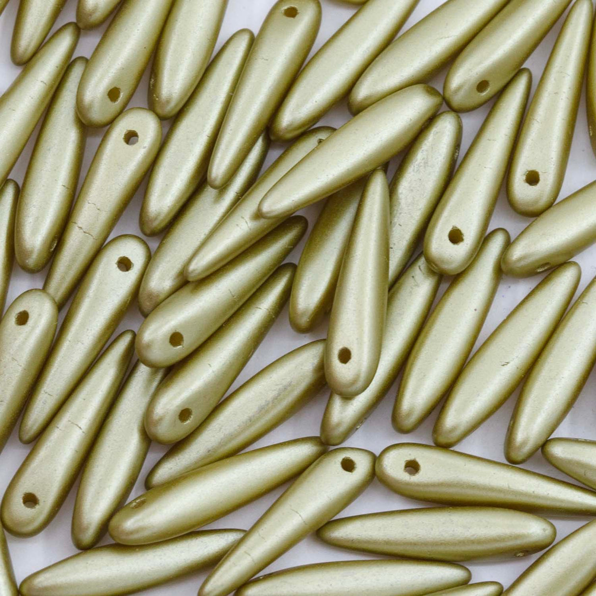 91DP652: Preciosa Ornela White Alabaster Khaki 5x16mm Thorn Beads