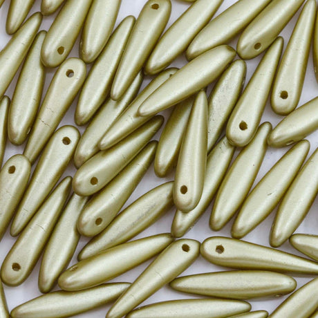 91DP652: Preciosa Ornela White Alabaster Khaki 5x16mm Thorn Beads