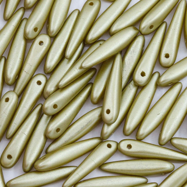 91DP652: Preciosa Ornela White Alabaster Khaki 5x16mm Thorn Beads