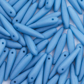 91DP667-M: Preciosa Ornela 5x16mm White Alabaster Blue Turquoise Silk Matt Thorn Beads