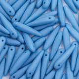 91DP667-M: Preciosa Ornela 5x16mm White Alabaster Blue Turquoise Silk Matt Thorn Beads