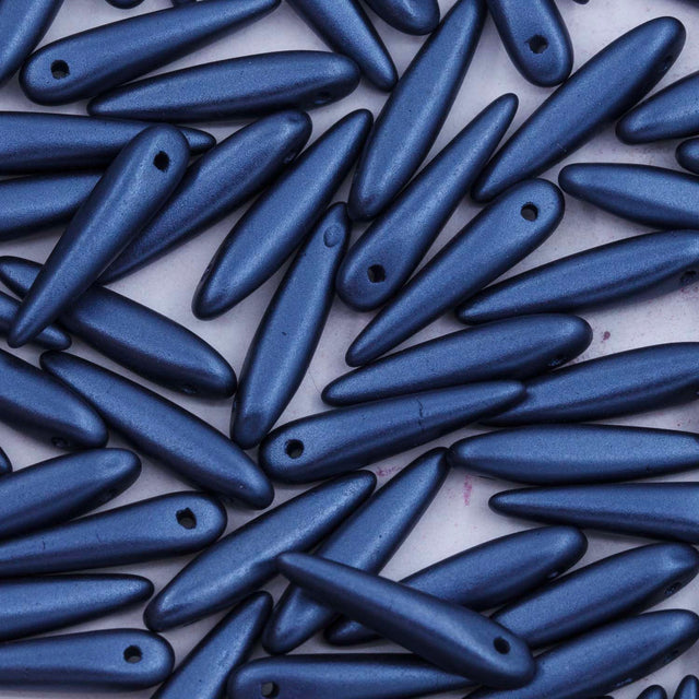 91DP677: Preciosa Ornela Navy Blue 5x16mm Pearl Pastel Thorn Beads