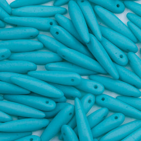 91DP685-M: Preciosa Ornela 5x16mm White Alabaster Turquoise Matt Thorn Beads