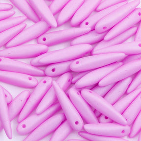 91DP696-AM: Preciosa Ornela 5x16mm White Alabaster Sugar Pink Matt Thorn Beads