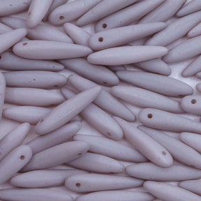 91DP696-M: Preciosa Ornela 5x16mm White Alabaster Light Wine Lees Silk Matt Thorn Beads