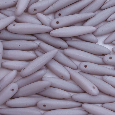 91DP696-M: Preciosa Ornela 5x16mm White Alabaster Light Wine Lees Silk Matt Thorn Beads