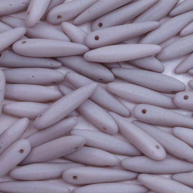 91DP696-M: Preciosa Ornela 5x16mm White Alabaster Light Wine Lees Silk Matt Thorn Beads