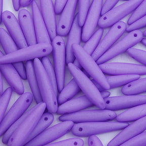 91DP697-M: Preciosa Ornela White Alabaster Violet Silk Matt 5x16mm Thorn Beads