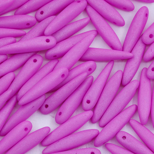 91DP698-M: Preciosa Ornela 5x16mm White Alabaster Orchid Silk Matt Thorn Beads