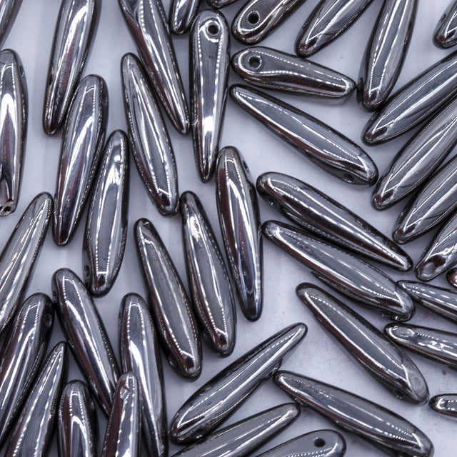 91DP809: Preciosa Ornela 5x16mm Crystal Chrom Full Thorn Beads