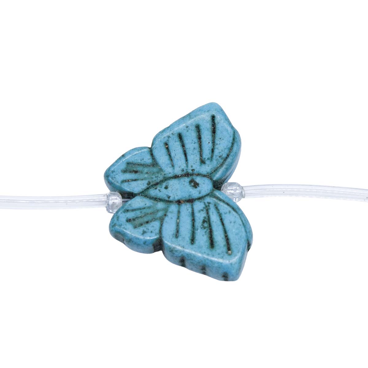 91ST612-B: Magnesite Butterfly Beads Blue 20x24mm 15.5"