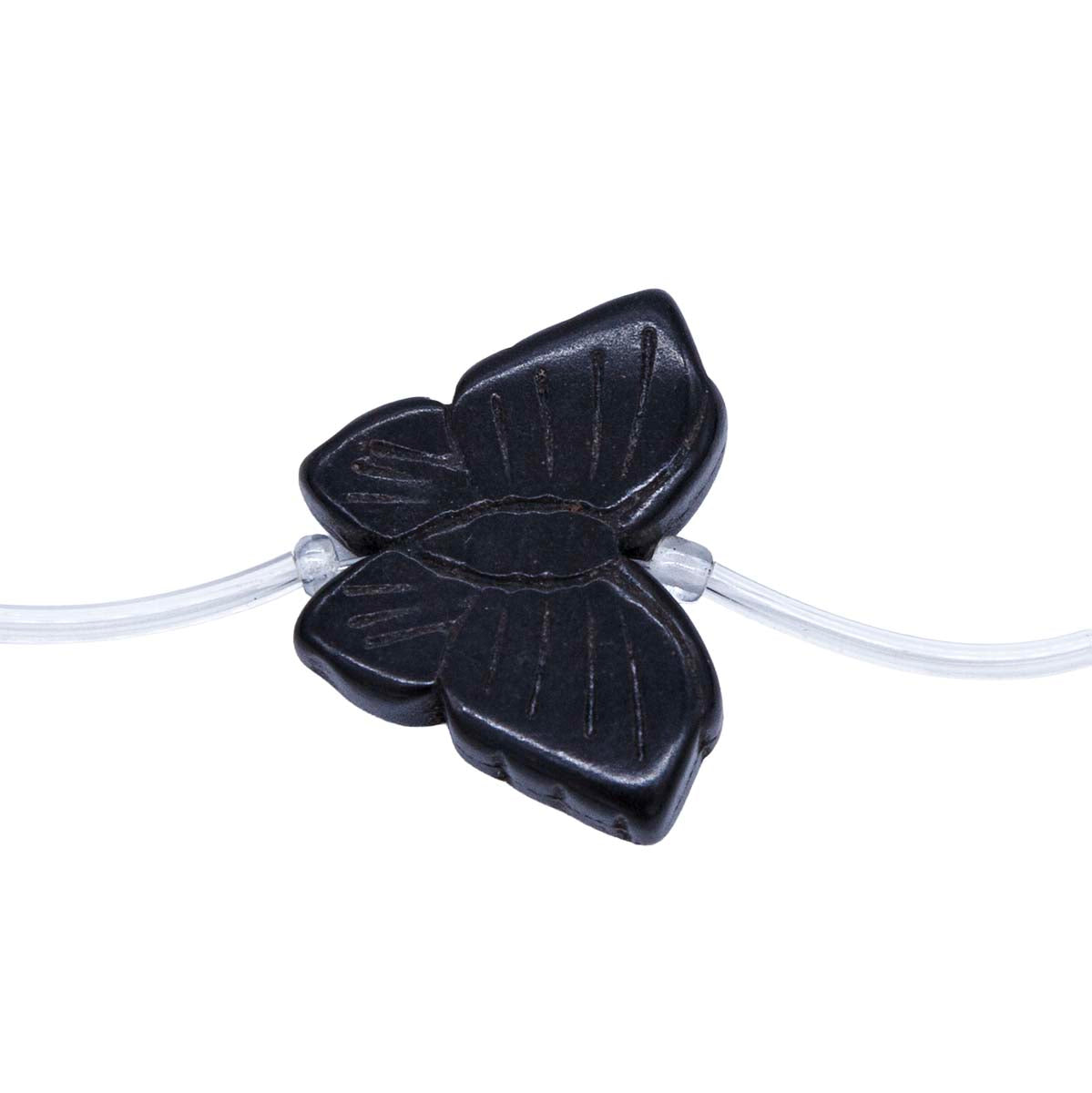 91ST612-BK: Magnesite Butterfly Beads Black 20x24mm 15.5"
