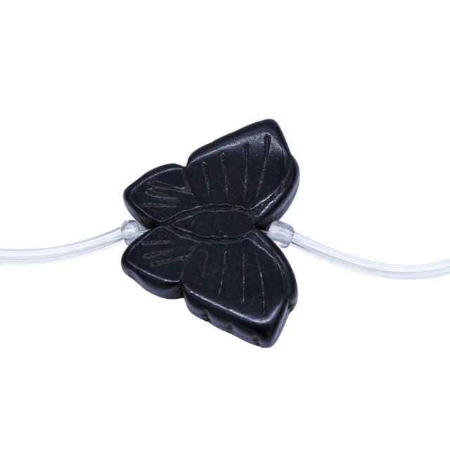 91ST612-BK: Magnesite Butterfly Beads Black 20x24mm 15.5"
