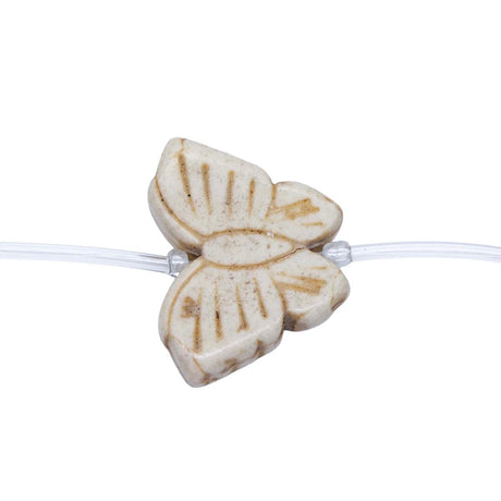 91ST612-W: Magnesite Butterfly Beads White 20x24mm 15.5"