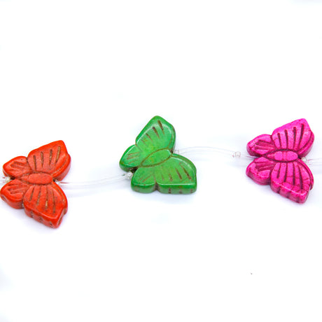 91ST612-X: Magnesite Butterfly Beads Mix 20x24mm 15.5"