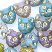 92KC100:  CZ Cat Face Mix w/Gold Inlay 13mm - 15PPK