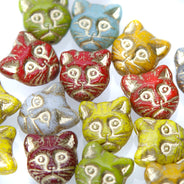 92KC102:  CZ Cat Face Mix w/Gold Inlay 13mm - 15PPK