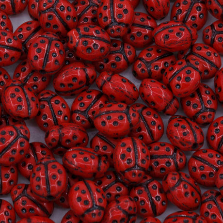 92LB144-BI: CZ Ladybug MED Red Black Inlay 7x10mm 150PC