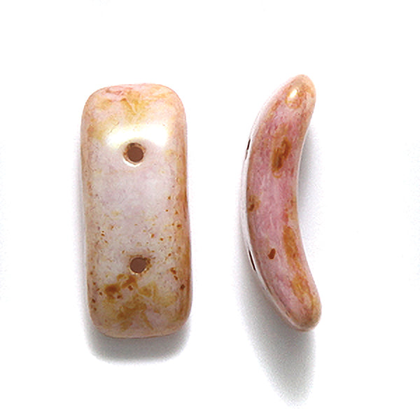 73HM214-53: CZ Bow Two Hole Pink Psso Off White 3.5x15mm 120PC