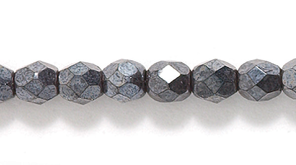 4FC309: CZ Faceted Rd Gunmetal 4MM-800PC